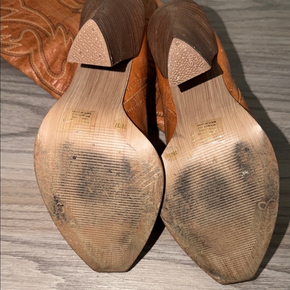 Jessica Simpson Cognac Leather Western High Heel Boots - Picture 6 of 8